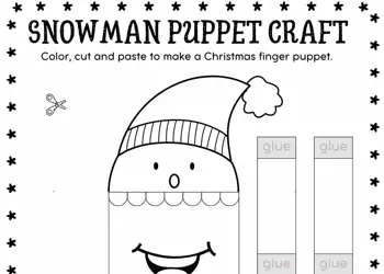 Printable Paper Snowman Christmas Puppet - Festive DIY Craft for Kids
